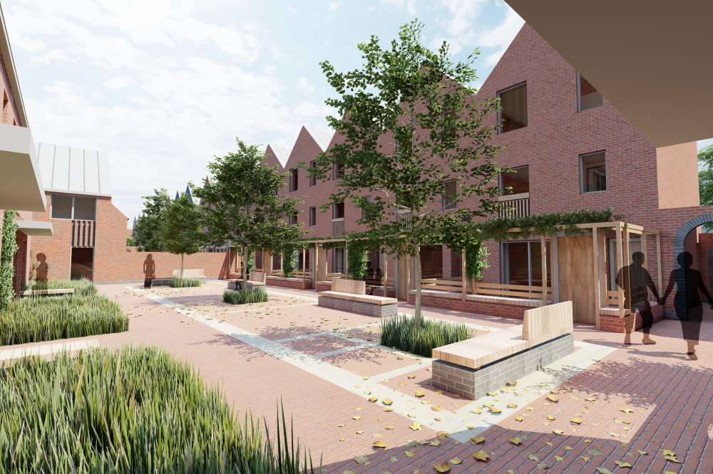 Artist's impression of a shared courtyard in Trent Basin future phases